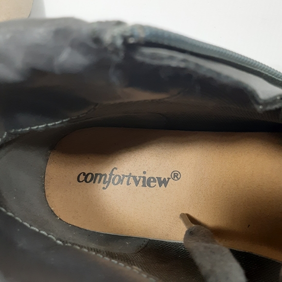 Comfortview Glendaly Size 7W Gray Side Zip Lace Up Faux Leather Ankle Boots - Picture 3 of 8